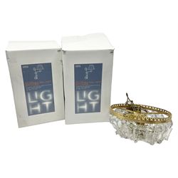 Pair of Marks and Spencer adjustable wall lights, together with a glass chandelier