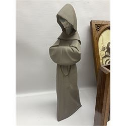 Franklin Mint House of Faberge 'The Nativity' ceramic egg, together with a Russian doll decorated with nativity scenes, Cinque Ports Pottery monk salt and pepper shaker and other monk figures, etc