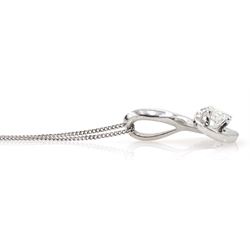 9ct white gold single stone round brilliant cut diamond pendant necklace, hallmarked, diamond approx 0.20 carat