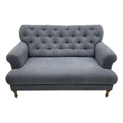 Sofa.com 'Bingley' Chesterfield style buttoned sofa, upholstered in blue/grey fabric, turned beech supports 
