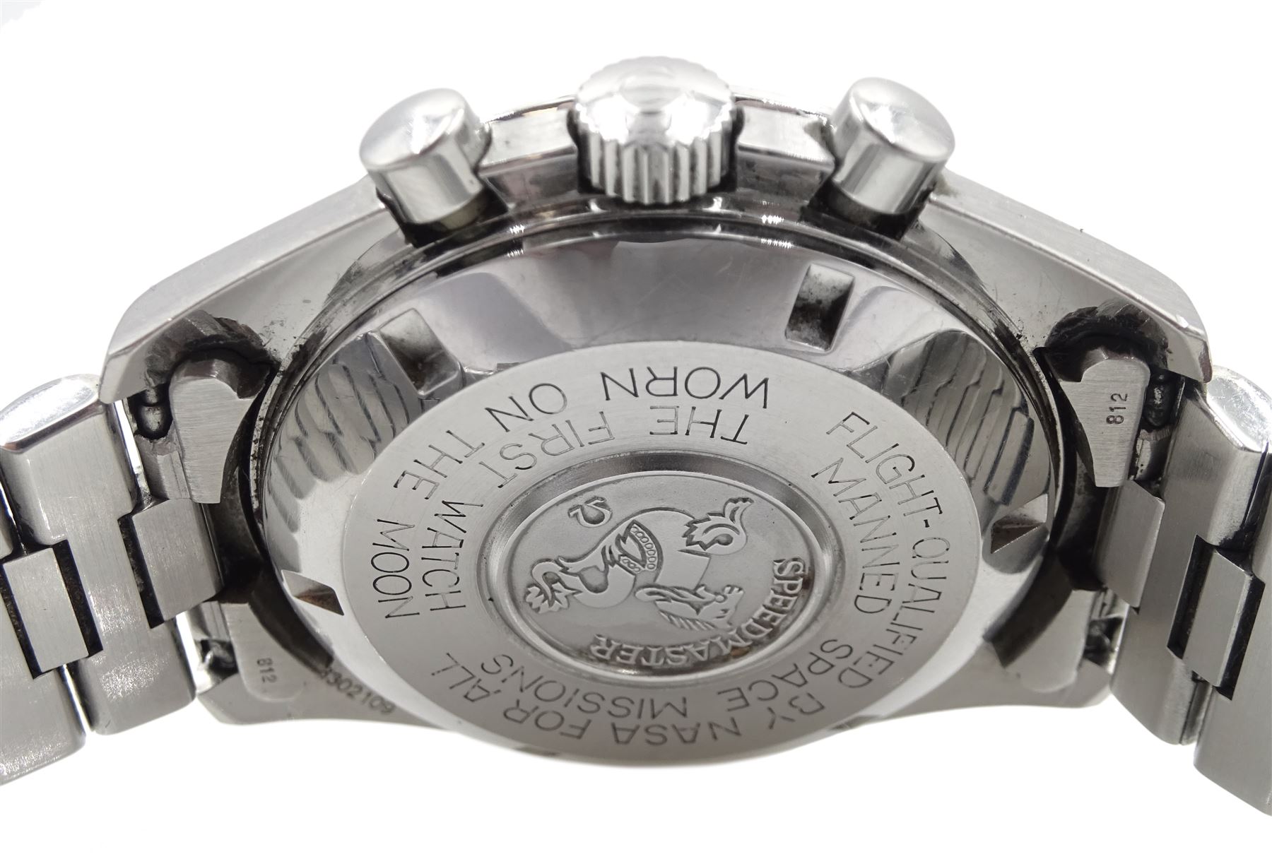 Omega Speedmaster 'Moon Watch' chronograph wristwatch, Ref. 3590.50.00, Cal. 861, serial No. 48302109, on original strap, boxed with papers, tag, warranty card dated '94 and additional links