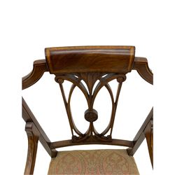 Edwardian inlaid mahogany salon armchair, and an inlaid drop leaf Sutherland table (2)