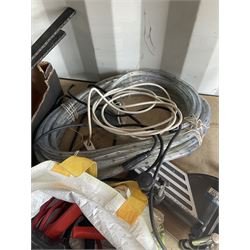 Draper mitre saw, outdoor light cable, metal clamps and other hand tools - THIS LOT IS TO BE COLLECTED BY APPOINTMENT FROM DUGGLEBY STORAGE, GREAT HILL, EASTFIELD, SCARBOROUGH, YO11 3TX