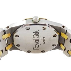 Audemars Piguet Royal Oak ladies stainless steel and gold quartz wristwatch, No. 2482, grey dial with baton hour markers, on integral stainless steel and gold bracelet, boxed