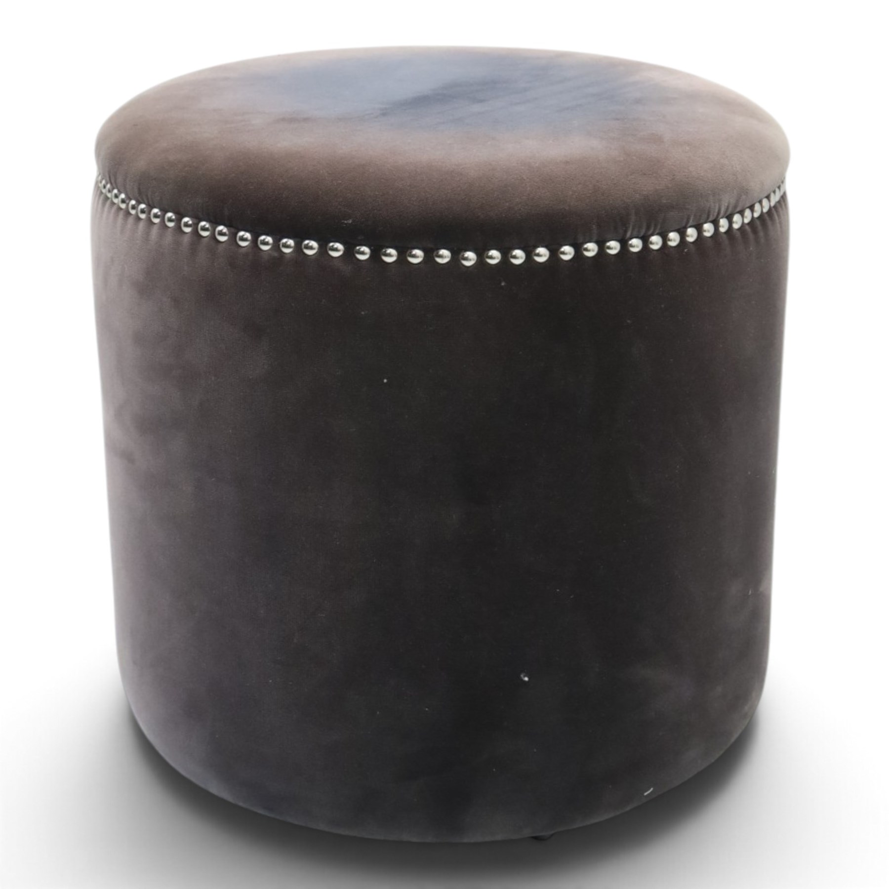 Oka - Costellina circular ottoman stool upholstered in brown velvet