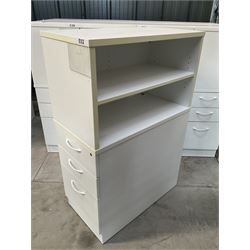 Set of five white desk high pedestals with top side storage - THIS LOT IS TO BE COLLECTED BY APPOINTMENT FROM DUGGLEBY STORAGE, GREAT HILL, EASTFIELD, SCARBOROUGH, YO11 3TX