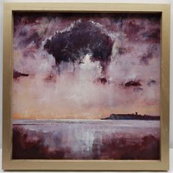 British Contemporary: Storm Clouds over Scarborough North Bay, oil on board unsigned 50cm x 50cm