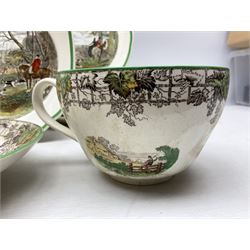 Collection of Copeland Spode hunting scenes dinner wares, after J. F. Herring, to include dinner plates, side plates, graduated serving platters, lidded box etc, together with Spode's Byron breakfast cup and saucer, all with printed marks beneath (29)