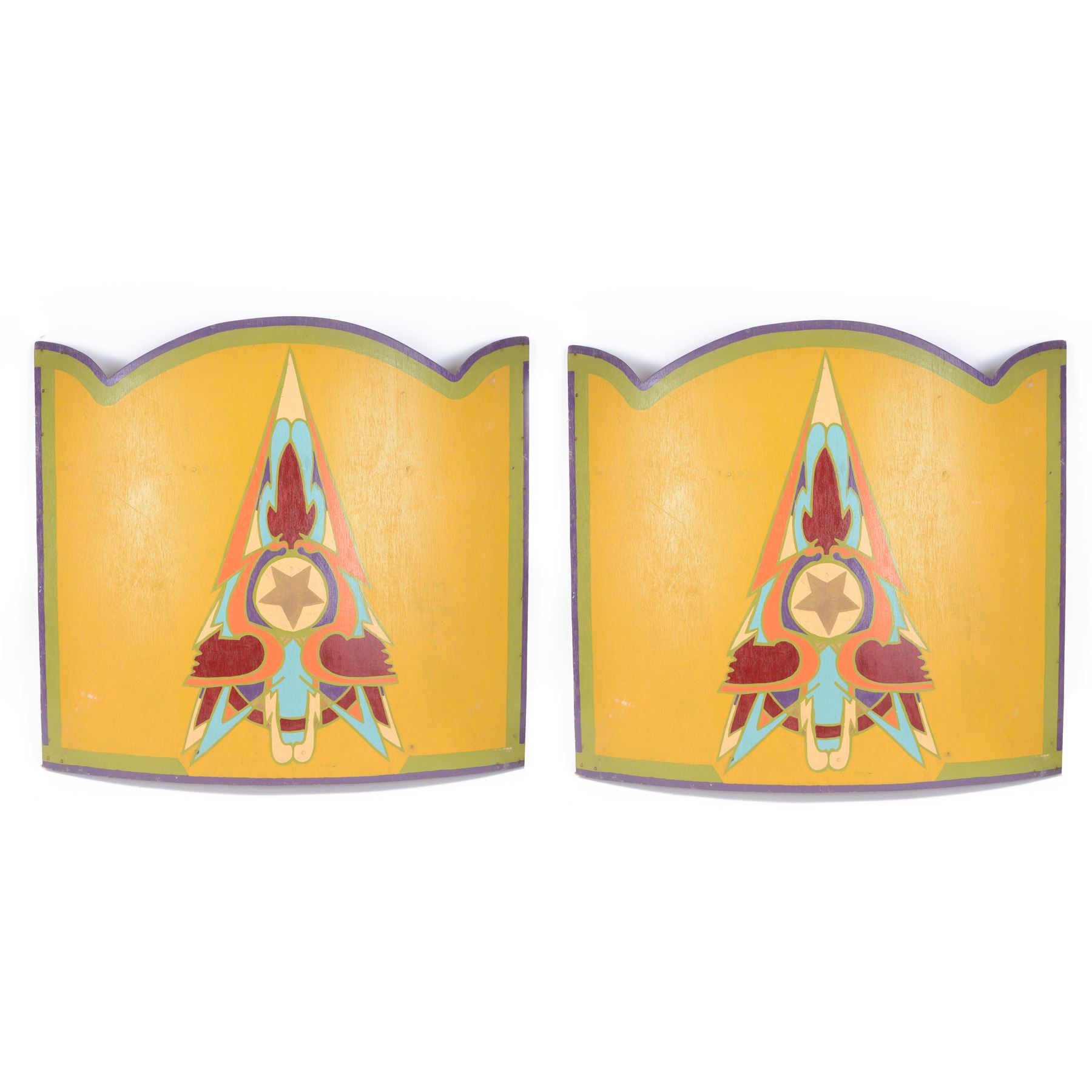 Pair of 20th century fairground waltzer panels, H70cm, W80cm
