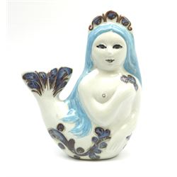 A Doreen Middelboe for Royal Copenhagen Aluminia figure, modelled as a mermaid, with printed and painted marks beneath, H10.5cm.