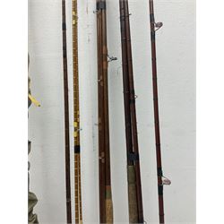 Collection of split cane and similar part fishing rods, etc