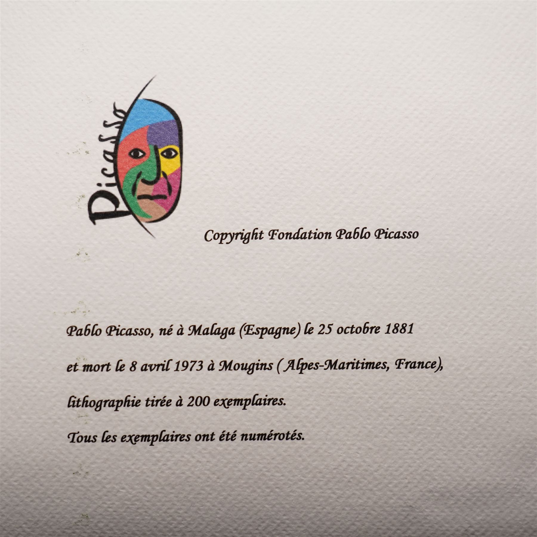 After Pablo Picasso (Spanish 1881-1973): Woman with Joined Hands, limited edition lithograph numbered 131/200 in pencil, with facsimile signature and blindstamp 70cm x 50cm (unframed)