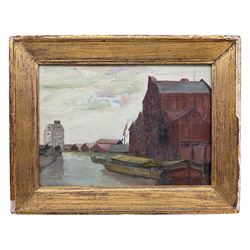Margaret Parker (Northern British 1925-2012): 'River Hull', oil on board signed and titled verso 19cm x 27cm