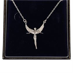 Silver angel pendant necklace, boxed