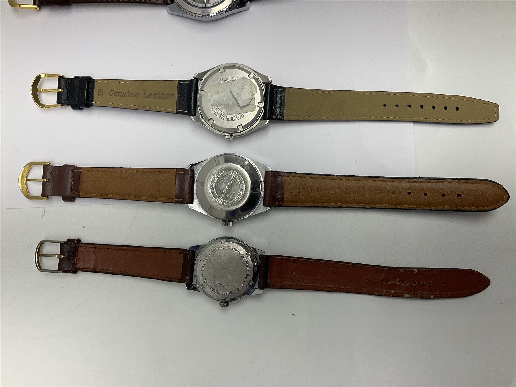 Eight manual wind wristwatches including Lonstar Exective, Ruhla, Josmar alarm, Seiko, Caravelle, Genova De Luxe, Sandoz and Gradus