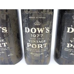 Dow's 1977 Silver Jubilee vintage port, 75cl,  four bottles