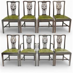 Set of eight Georgian style mahogany dining chairs, comprising six chairs and two carvers,...