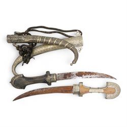 Two North African jambiya in silvered metal sheaths