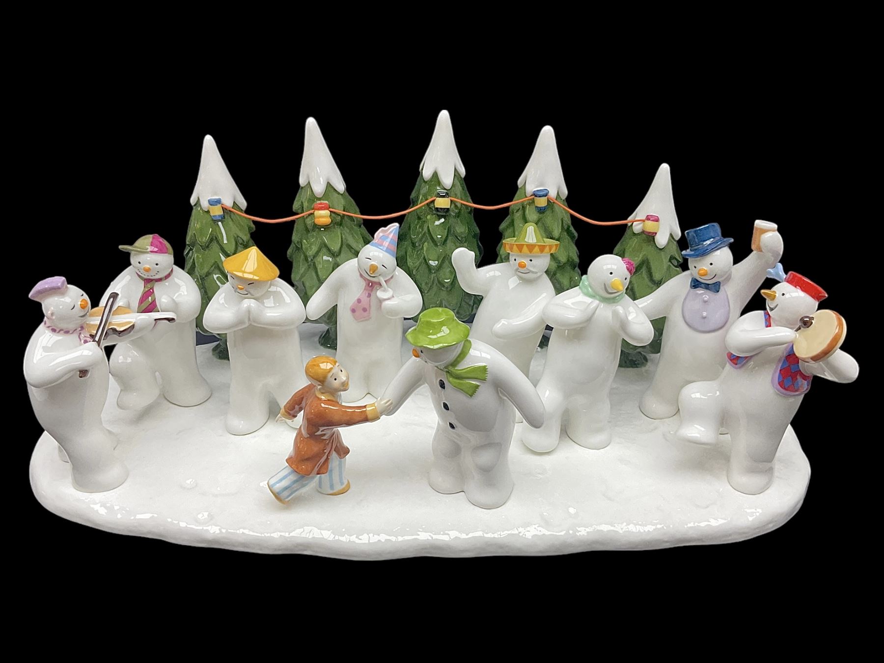 Coalport Characters The Snowman; The Snowman's Party, modeled as the party scene from the snowman, limited edition 316 of 500, with certificate and original box, H16cm L47cm   