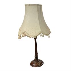 Table lamp from converted silver plated candlestick, together with another candle stick