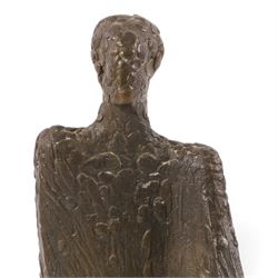 Manner of Antoinette Ruiter (Dutch 1946-) - pair of bronze sculptures depicting brutalist-style figures, with textured surface, H26cm (2)
