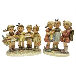 Large Hummel figure group by Goebel, School Girls, together with Hummel figure group, We Wish You The Best, tallest H23.5cm