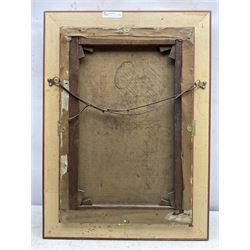 English School (Early 20th century): Young Girl with a Bow, oil on canvas unsigned 52cm x 34cm