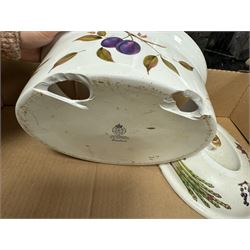 Royal Worcester Evesham pattern part dinner service, including covered jars, covered serving dishes, sauce jugs, dinner plates, side plates etc  