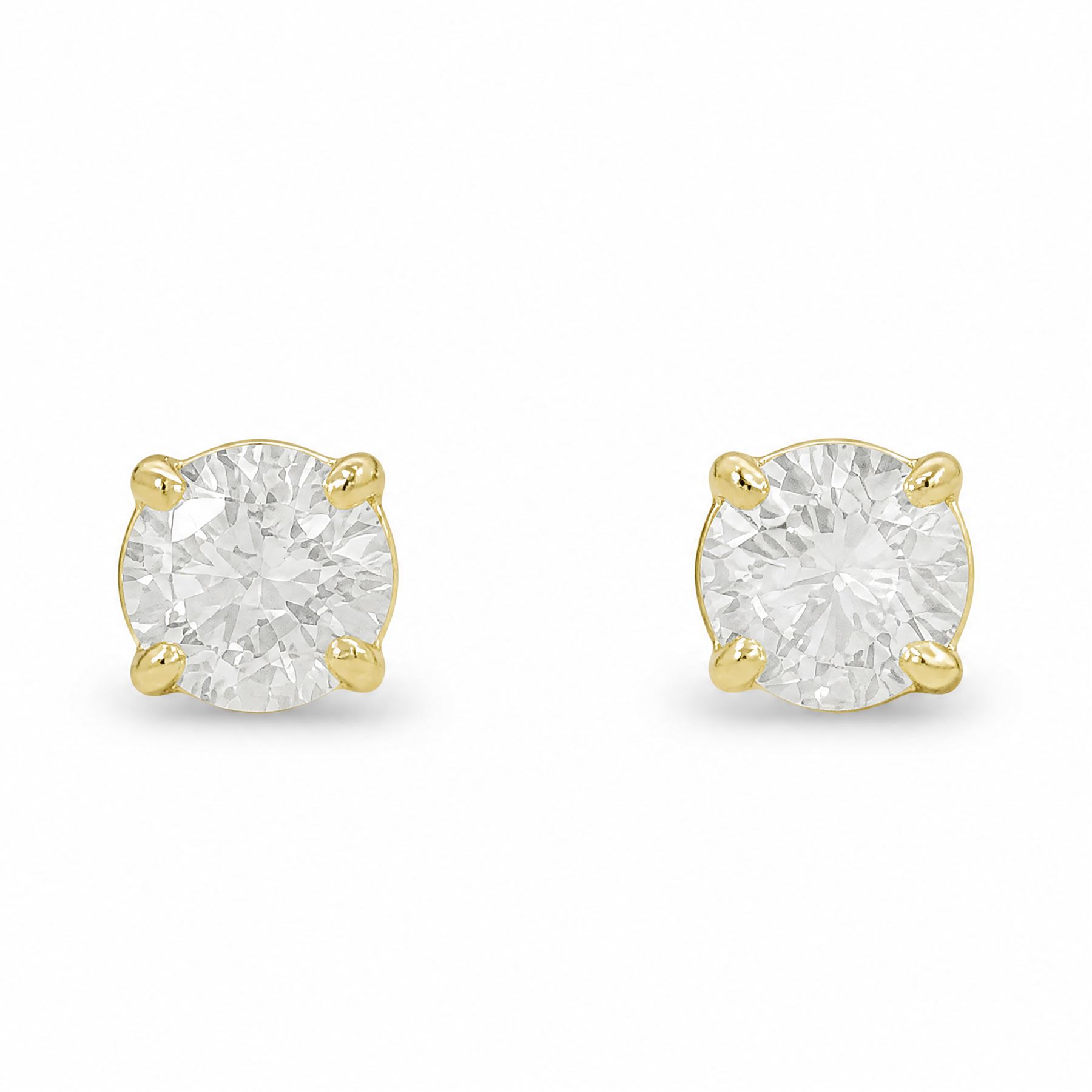 Pair of 9ct gold lab grown stud earrings, stamped, total diamond weight approx 0.20 carat