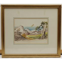 John Armstrong (British 1924-2018): Ride of the Valkyries, watercolour unsigned 37cm x 53cm; Eric Kincaid (British 1931-): 'The Japanese Princess', watercolour signed with initials, titled on exhibition label verso 16cm x 21cm (2) 
Provenance: Armstrong with Sulis Fine Art, label verso. Probably a sketch for a book illustration.