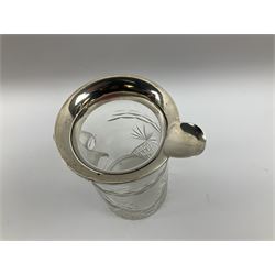 Edwardian silver mounted cut glass water jug, the silver rim hallmarked London, possibly 1904, hallmarks worn and makers mark indistinct, H21.5cm