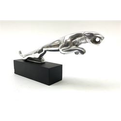 Modern Jaguar style car mascot, in leaping pose, upon base, overall L28cm
