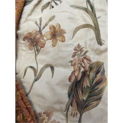 Two pairs of matching John Lewis lined chenille curtains, each curtain 183cm drop x 163cm wide and 135cm drop x 163cm wide; quality single door curtain 206cm drop x 190cm wide and an adjustable rail