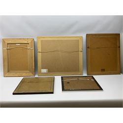 After Claude Monet (French 1840 - 1926): 'San Giorgio Maggiore', colour print; After Adolf Sehring (American 1930-): Summer Daydream, textured print; after John Trickett (British 1952-): Spaniel Puppy, colour print signed together with two needleworks (5)