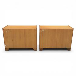 Nathan - pair of sideboards, rectangular top over four short drawers, above signature square panelled cabinet doors on a recessed plinth base