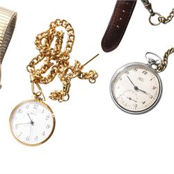 Collection of wristwatches and pocket watches including Seiko, Talis, Jeep, Waltham etc