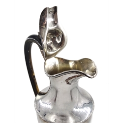 Victorian silver jug with horn handle by Edward Barnard & Sons Ltd, London 1896, approx 23.5oz, height 30cm