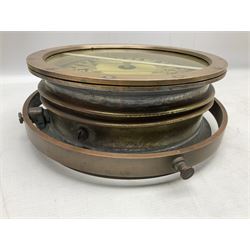 Ship's brass cased compass with gimbal mount, marked '118K T Type 2' D27cm excluding gimbal