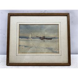 Joseph Richard Bagshawe (Staithes Group 1870-1909): Boats in Calm Waters, watercolour unsigned, authenticated by the artist's granddaughter Susie on label verso 15cm x 21cm