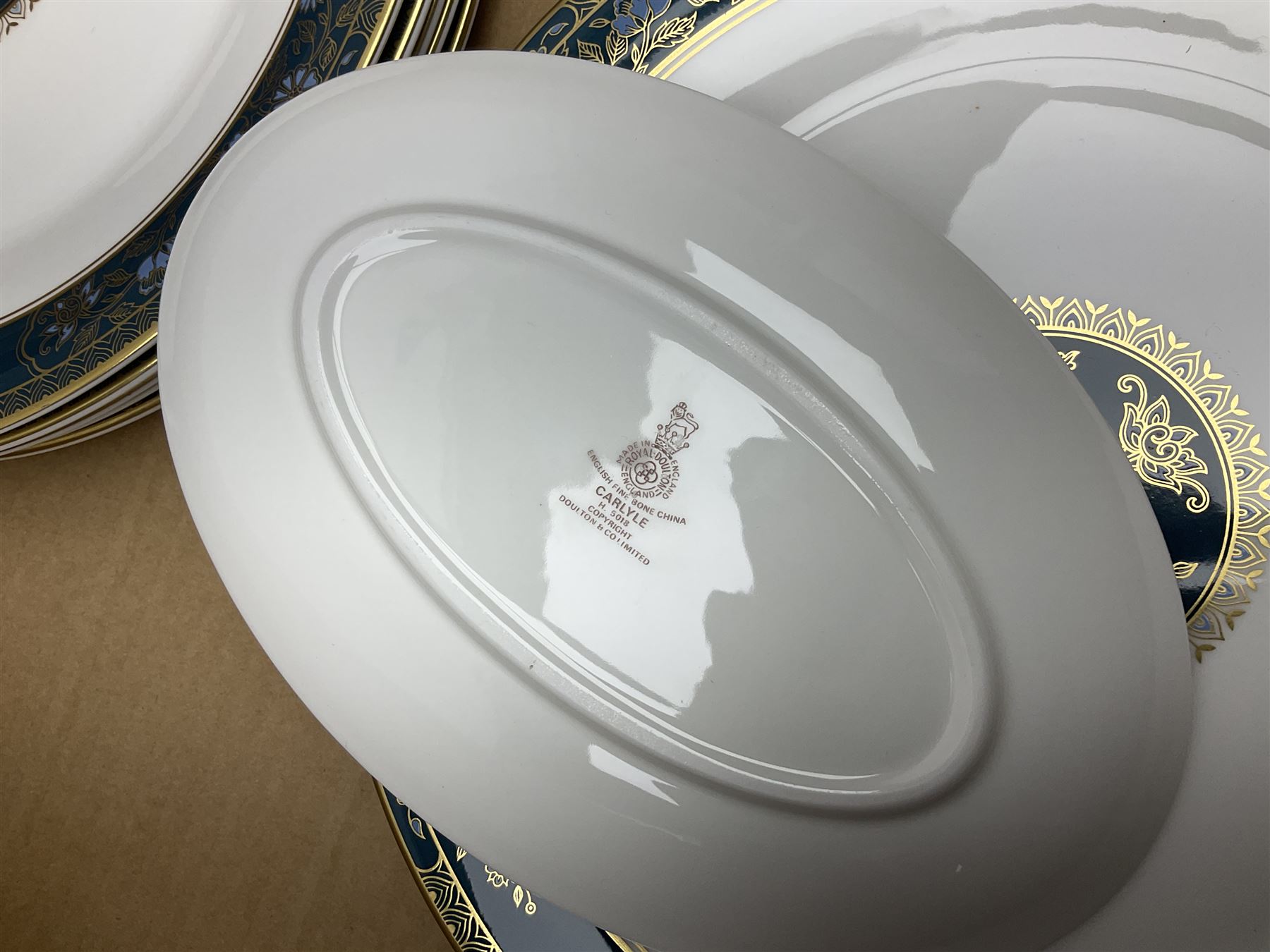 Royal Doulton Carlyle pattern part dinner service, including eight dinner plates, sixteen side plates, eight bowls, eight coffee cans and saucers etc (68)