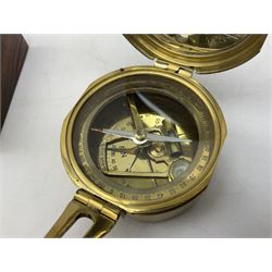 Brass compass marked Stanley London, in wood case