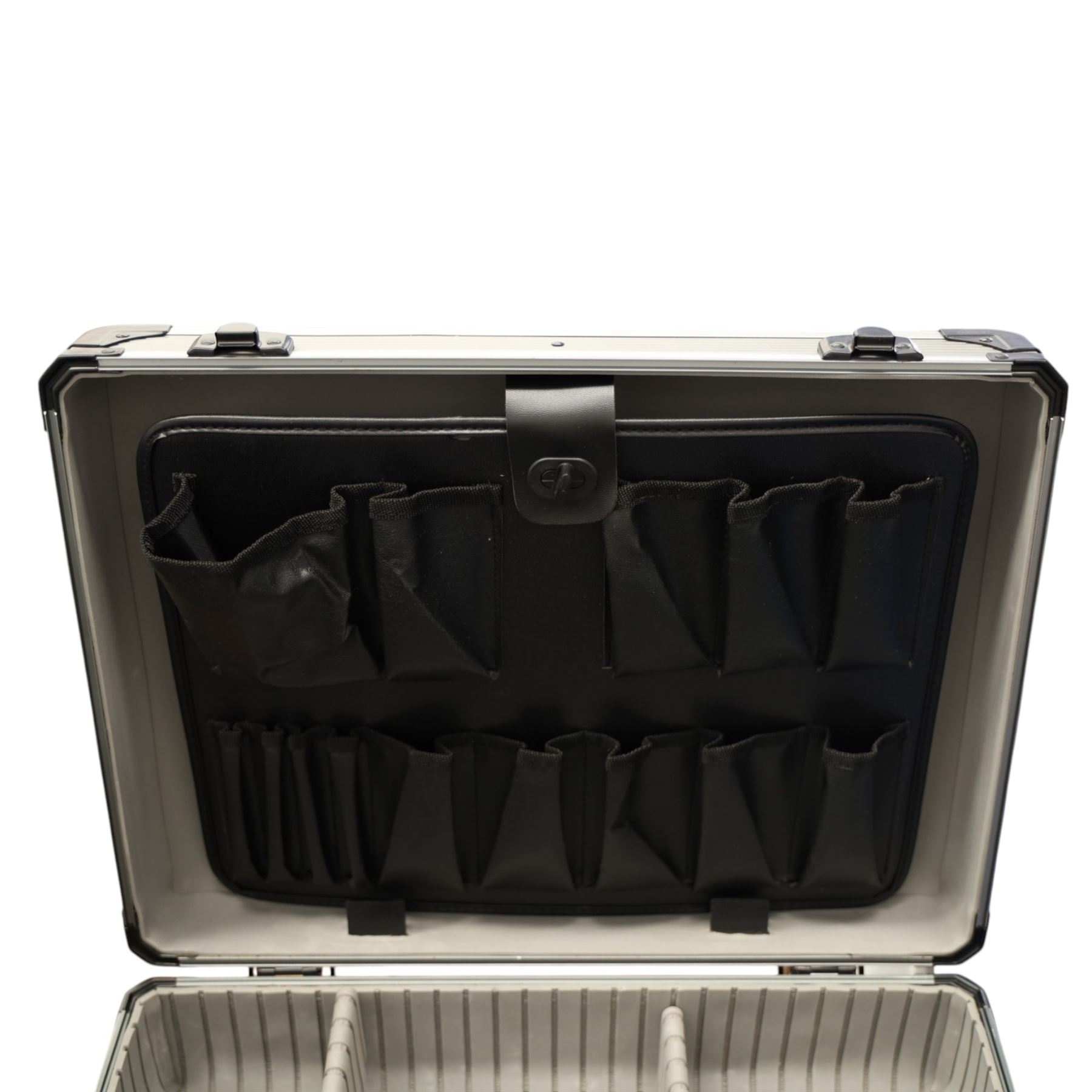 Two flight cases, H 22cm W 36cm, H 16cm x 46cm