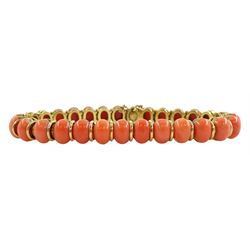 18ct gold oval coral link bracelet