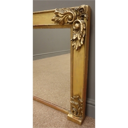  Early 19th century carved giltwood and gesso over mantel mirror, 108cm x 61cm  