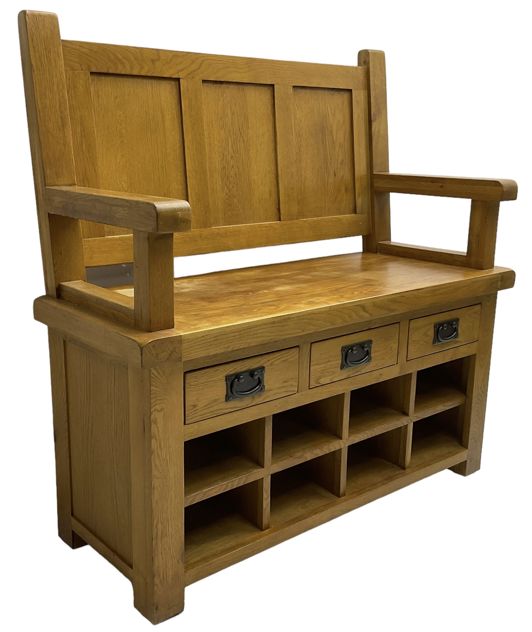 Panel Led Hall 20th century oak hall bench - Furniture, Rugs & Interiors