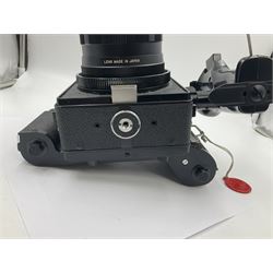 Mamiya Universal camera body, serial no. A87210, with 'Mamiya - Sekor P 1:4.7 f=127mm' lens, serial no. 31476 and Mamiya 6x9 roll film adapter