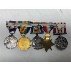 WW1 British Royal Navy Campaign and Royal Naval Fleet Reserve Long Service and Good Conduct group of five medals comprising British War Medal, 1914-15 Star and Victory Medal awarded to SS.113274 J.W. Baines Sto.1 R.N.; Naval general Service Medal to J.W. Baines Sto.1 N.B.; and Royal Fleet Reserve Long Service and Good Conduct Medal to SS.113274 (Dev. B.7397) J.W. Baines Sto.1 R.F.R.; all with ribbons