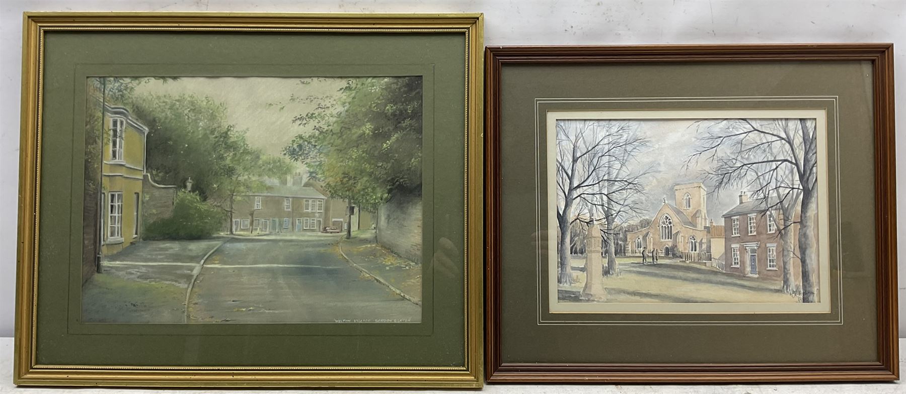 Gordon Slater (British 20th century): 'Welton Village' Lincolnshire, pastel signed and titled 27cm x 37cm; JR Hobson (British 20th century): 'Welton', watercolour signed and dated 1988, titled verso 20cm x 29cm (2)