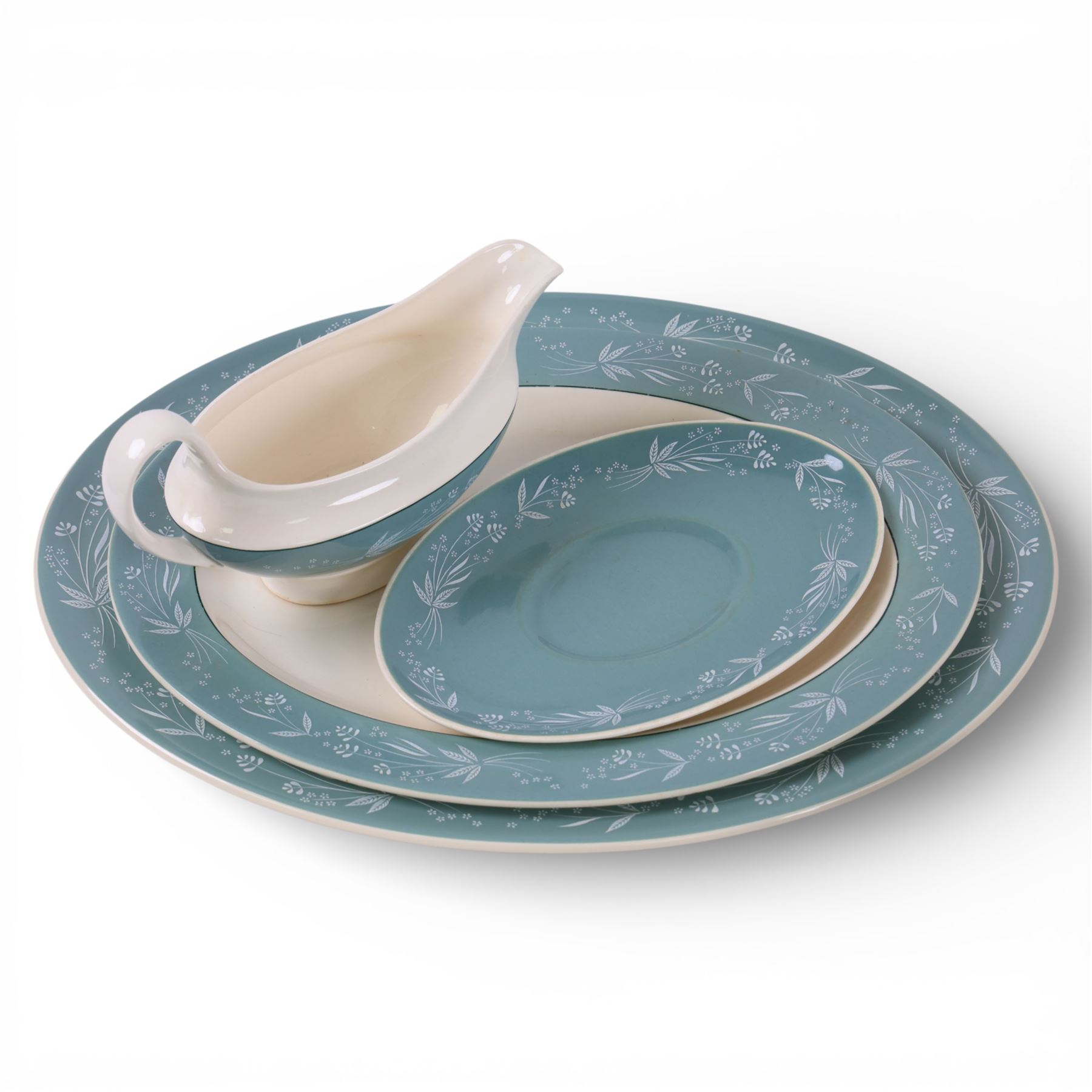 Royal Doulton Cascade pattern tea and dinner service, together with glass light fitting etc, in four boxes  