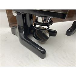 20th century W. Watson & Sons binocular microscope no 98191, in original box, together with W. Watson & Sons Kima microscope no 107846, in original box and Cooke Troughton & Simms binocular microscope no 467926